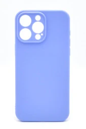iPhone 15 Pro Uyumlu Düz Renk Esnek Yumuşak Silikon Kılıf  Rubber Açık Mor thumbnail 1