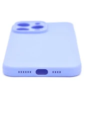 iPhone 15 Pro Uyumlu Düz Renk Esnek Yumuşak Silikon Kılıf  Rubber Açık Mor thumbnail 4