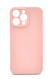 iPhone 13 Pro Max Uyumlu Düz Renk Esnek Yumuşak Silikon Kılıf  Rubber Pudra Pembe thumbnail 1