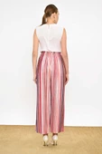 Bel Lastikli Renkli Çizgi Desenli Pantolon 0204 Pudra thumbnail 4