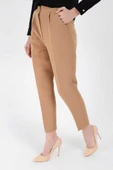 Büyük Beden Fermuarlı Cep Detaylı Kalem Pantolon 0201-1 Taba thumbnail 3