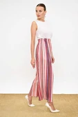 Bel Lastikli Renkli Çizgi Desenli Pantolon 0204 Pudra thumbnail 6