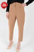 Büyük Beden Fermuarlı Cep Detaylı Kalem Pantolon 0201-1 Taba thumbnail 5