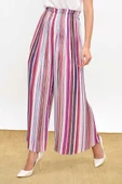 Bel Lastikli Renkli Çizgi Desenli Pantolon 0204 Fuşya thumbnail 5