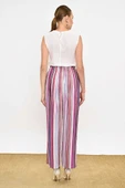 Bel Lastikli Renkli Çizgi Desenli Pantolon 0204 Fuşya thumbnail 8
