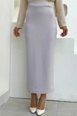 Bel Lastikli Likralı Kalem Etek 1074 Gri - 2