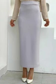 Bel Lastikli Likralı Kalem Etek 1074 Gri - 1