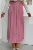 Kalın Lastikli Piliseli Düz Etek 1143 Pudra thumbnail 3