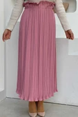 Kalın Lastikli Piliseli Düz Etek 1143 Pudra thumbnail 1