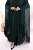 Benekli Yaka Detay Şifon Pelerinli Elbise Takım 3643 Zümrüt thumbnail 6