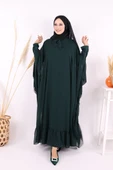 Benekli Yaka Detay Şifon Pelerinli Elbise Takım 3643 Zümrüt thumbnail 2