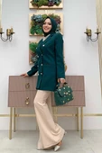 Düğme Görünümlü Astarlı Ceket 7665 Zümrüt thumbnail 2