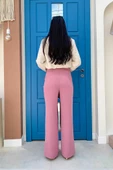 Fermuarlı Yırtmaç Detaylı Cepli Krep Pantolon 0271 Pudra thumbnail 3