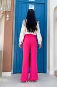 Fermuarlı Yırtmaç Detaylı Cepli Krep Pantolon 0271 Fuşya - 4