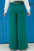 Büyük Beden Fermuarlı Kemer Aksesuarlı Pantolon Etek 0125-1 Zümrüt thumbnail 4