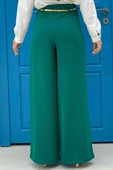 Büyük Beden Fermuarlı Kemer Aksesuarlı Pantolon Etek 0125-1 Zümrüt thumbnail 2