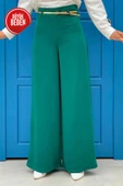 Büyük Beden Fermuarlı Kemer Aksesuarlı Pantolon Etek 0125-1 Zümrüt thumbnail 1