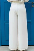 Büyük Beden Fermuarlı Kemer Aksesuarlı Pantolon Etek 0125-1 Ekru - 2