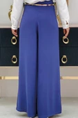 Büyük Beden Fermuarlı Kemer Aksesuarlı Pantolon Etek 0125-1 İndigo thumbnail 2