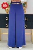 Büyük Beden Fermuarlı Kemer Aksesuarlı Pantolon Etek 0125-1 İndigo thumbnail 1
