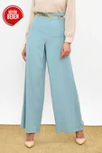 Büyük Beden Fermuarlı Kemer Aksesuarlı Pantolon Etek 0125-1 Mint - 4