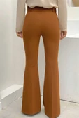 Bel Fermuarlı İspanyolpaça Pantolon 0231 Koyu Taba thumbnail 2