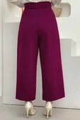 Fermuarlı Bel Bağcıklı Pantolon 0174 Mor - 3