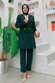 Düğme Detaylı Kısa Ceket Pantolon Takım 8352 Zümrüt thumbnail 1