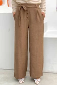 Düğme Detaylı Bel Bağlamalı Cepli Bol Pantolon 0275 Kahverengi thumbnail 1