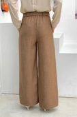 Düğme Detaylı Bel Bağlamalı Cepli Bol Pantolon 0275 Kahverengi thumbnail 2