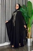 Pul Payet İşlemeli Şifon Pelerinli Elbiseli Abiye Takım 3774 Siyah thumbnail 3