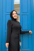 Ön Zincir Püskül Detay Balık Model Abiye Elbise 3810 Siyah thumbnail 4