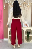Fermuarlı Bel Bağcıklı Pantolon 0174 Bordo thumbnail 3