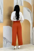 Fermuarlı Bel Bağcıklı Pantolon 0174 Kiremit - 3