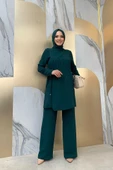 Taş Baskı Desenli Tunik Pantolon Takım 8447 Zümrüt thumbnail 1