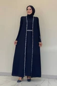 Taş İşleme Detaylı Yelekli Elbise Takım 3838 Lacivert - 3
