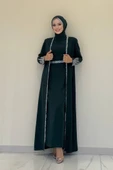 Taş İşleme Detaylı Yelekli Elbise Takım 3838 Zümrüt thumbnail 1
