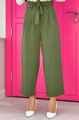 Fermuarlı Bel Bağcıklı Pantolon 0174 Haki thumbnail 1