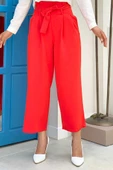 Fermuarlı Bel Bağcıklı Pantolon 0174 Kırmızı - 1