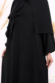Fermuarlı Kol Manşetleri Büzgülü Mevlana Ferace 6007 Siyah - 5