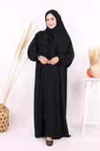 Fermuarlı Kol Manşetleri Büzgülü Mevlana Ferace 6007 Siyah - 1