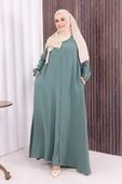 Fermuarlı Kol Manşetleri Büzgülü Mevlana Ferace 6007 Mint thumbnail 1