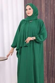Şallı Namaz Elbisesi 3857 Zümrüt thumbnail 5