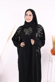 İşleme Detaylı Abaya ve Elbise Takım 8486 Siyah thumbnail 3
