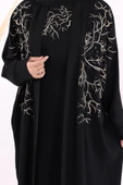 İşleme Detaylı Abaya ve Elbise Takım 8486 Siyah thumbnail 4