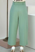 Büyük Beden Fermuarlı Bel Bağcıklı Pantolon 0174-1 Mint thumbnail 4