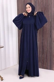 Kol Büzgü Detay Fermuarlı Salaş Ferace 6006 Lacivert thumbnail 1