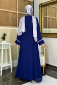 İnci Detaylı Abaya Elbise Takım 8493 Lacivert thumbnail 2