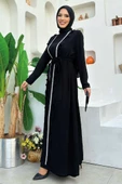 Boydan Fırfırlı Yelekli Elbise Takım 8489 Siyah thumbnail 3