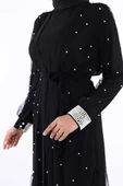 İncili Abaya Ve Elbise Takım 8491 Siyah - 4
